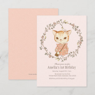 Niedliche Vintage Katzen Mädchen zum Geburtstag Ei Einladung