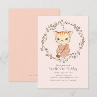 Niedliche Vintage Katzen Mädchen zum Geburtstag Ei Einladung