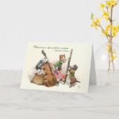 Niedliche Vintage Katzen Musik spielen Karte (Gelbe Blume)