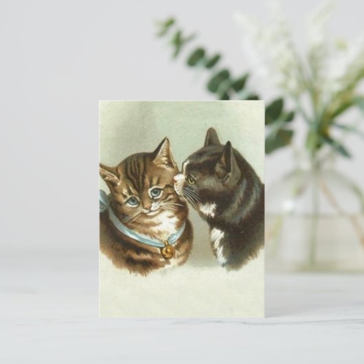 Niedliche Vintage Katzen Postkarte (Stehend Vorderseite)