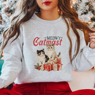 Niedliche Vintage Katzen und Weihnachtsgeschenke Sweatshirt