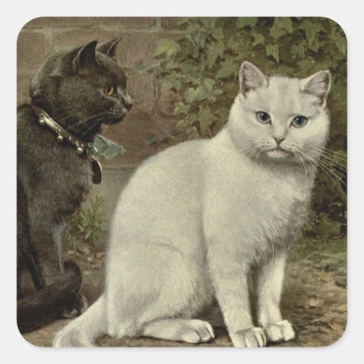niedliche Vintage Katzenliebhaber Square Sticker (Vorderseite)