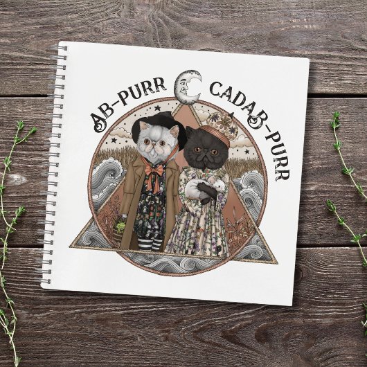 Niedliche Vintage Kernkatzenhexen Halloween Notizblock