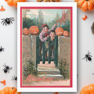 Niedliche Vintage Kinder mit Halloween Pumpkins Seidenpapier