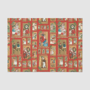 Niedliche Vintage Kinder mit Santa Collage Seidenpapier