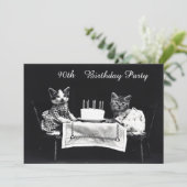 Niedliche Vintage Kittens 90. Geburtstagsparty Einladung (Stehend Vorderseite)