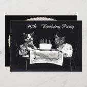 Niedliche Vintage Kittens 90. Geburtstagsparty Einladung (Vorne/Hinten)