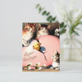 Niedliche Vintage Kittens Ostergrüße Postkarte (Stehend Vorderseite)