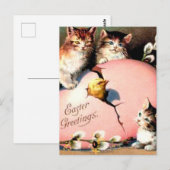 Niedliche Vintage Kittens Ostergrüße Postkarte (Vorne/Hinten)