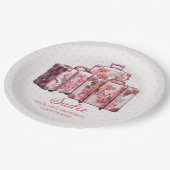 Niedliche Vintage Koffer Rosa Uni Trunk Party Pappteller (Schrägansicht)