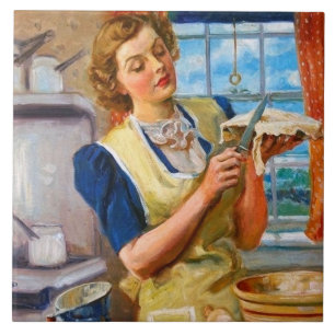 Niedliche Vintage Küche im Retro-Stil Fliese