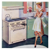 niedliche Vintage Küchenchefin Fliese (Vorderseite)