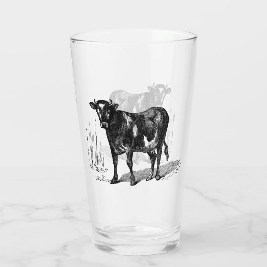 Niedliche Vintage Kuh Landglas Glas (Rückseite)