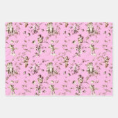 Niedliche Vintage Kupiden Engel Blumentoile Rosa Geschenkpapier Set (Vorderseite 3)