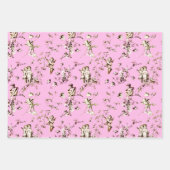 Niedliche Vintage Kupiden Engel Blumentoile Rosa Geschenkpapier Set (Vorderseite 2)