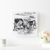 Niedliche Vintage Landküche Quadratische Wanduhr (Zuhause)