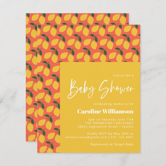 Niedliche Vintage Lemons Orange Babydusche (Vorne/Hinten)