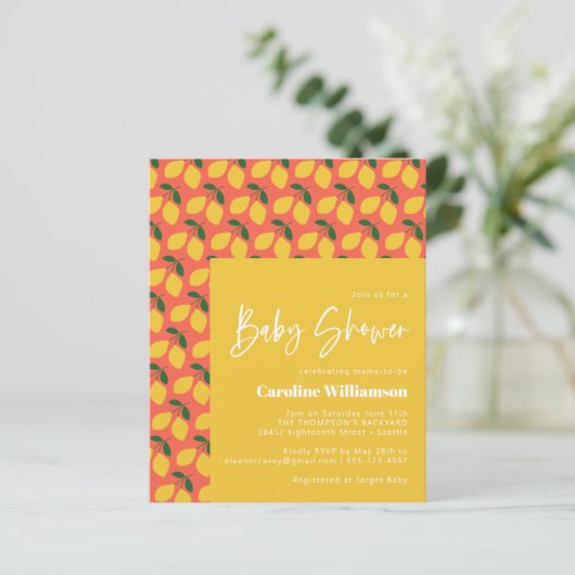 Niedliche Vintage Lemons Orange Babydusche (Stehend Vorderseite)