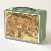 Niedliche Vintage Leopardenliebhaber Metall Brotdose (Rückseite)