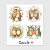 NIEDLICHE VINTAGE LIEBE OWL STICKERS AUFKLEBER (Blatt)