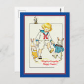 Niedliche Vintage Little Boy and Ostersonne Postkarte (Vorne/Hinten)