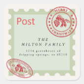 Niedliche Vintage Mail-Rückholadresse Quadratischer Aufkleber (Vorderseite)