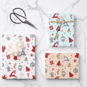 Niedliche Vintage Minimal Pastel Frohe Weihnachten Geschenkpapier Set