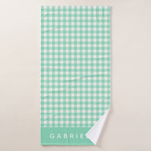Niedliche Vintage Minze Green Gingham Kariert Pers Badehandtuch (Badehandtuch)