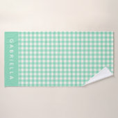 Niedliche Vintage Minze Green Gingham Kariert Pers Badehandtuch (Badehandtuch)