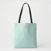 Niedliche Vintage Minze Green Gingham Kariert Pers Tasche (Vorderseite)
