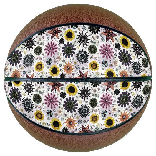 Niedliche Vintage nahtlose Blume Basketball (Vorderseite)