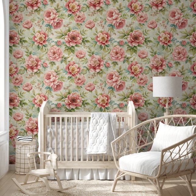 Niedliche Vintage Natur Floral Ephemera Tapete (Kinder)