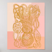 Niedliche Vintage Octopus Line Art Illustration in Poster (Vorne)