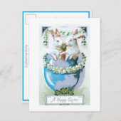 Niedliche Vintage Osterbrunnes in Ei Postkarte (Vorne/Hinten)
