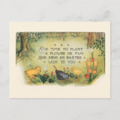 Niedliche Vintage Osterchicks & Frühlingsblumen Postkarte (Vorderseite)