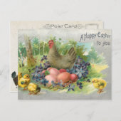 Niedliche Vintage Ostereier, Hühner und Küken Postkarte (Vorne/Hinten)