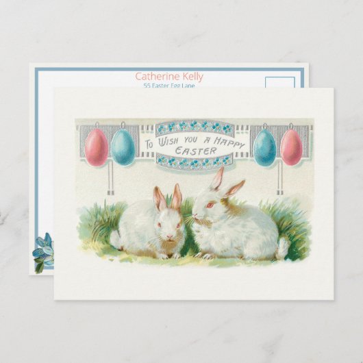 Niedliche Vintage Ostereier und Bunnies Postkarte (Vorne/Hinten)