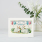 Niedliche Vintage Ostereier und Bunnies Postkarte (Stehend Vorderseite)