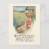 Niedliche Vintage Osterküken mit Regenbogen Postkarte (Vorderseite)