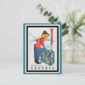 Niedliche Vintage Österreicher Alpen Skifahren Postkarte (Stehend Vorderseite)