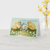 Niedliche Vintage Osterstäbchen Karte (Gelbe Blume)