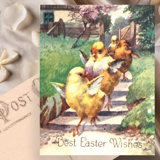 Niedliche Vintage Osterstäbchen Postkarte