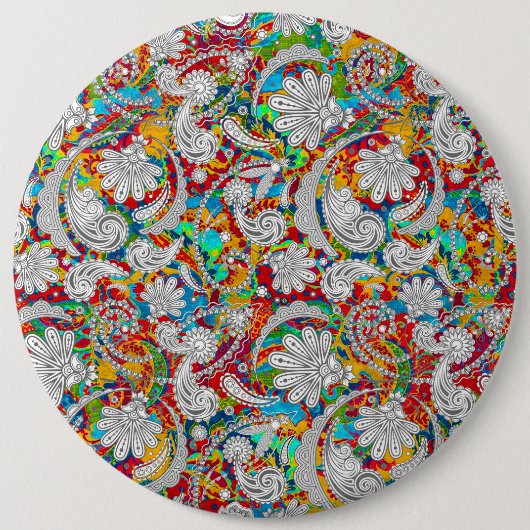 Niedliche Vintage Paisley-Muster Button (Vorderseite)