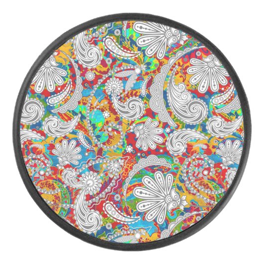 Niedliche Vintage Paisley-Muster jigsa Eishockey Puck (Vorderseite)