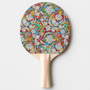 Niedliche Vintage Paisley-Muster rund Tischtennis Schläger