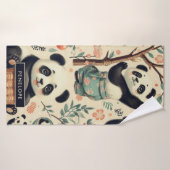 Niedliche Vintage Panda Nahtlose Malerei Badehandtuch (Badehandtuch)