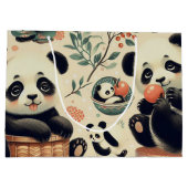 Niedliche Vintage Panda Nahtlose Malerei Große Geschenktüte (Rückseite)