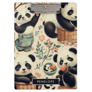 Niedliche Vintage Panda Nahtlose Malerei Klemmbrett