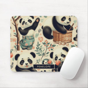Niedliche Vintage Panda Nahtlose Malerei Mousepad