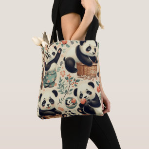 Niedliche Vintage Panda Nahtlose Malerei Tasche
